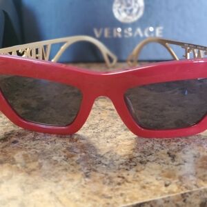 Versace Red and Gold Cat Eye Sunglasses